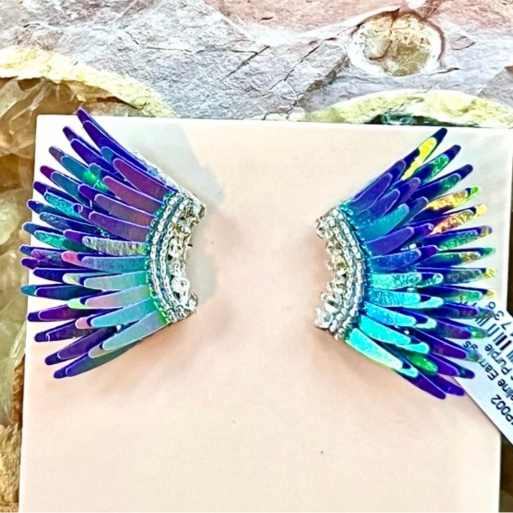 NWT Mignonne Gavigan Mini Madeline Earrings Light Metallic Purple - Picture 10 of 15